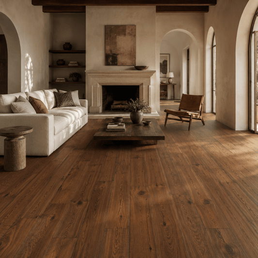 Forge Storm dark reclaimed heart pine flooring swatch | Mill & Woods Atlanta