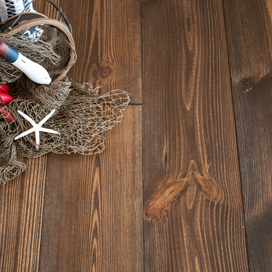 Chesapeake dark heart pine flooring installed | Mill & Woods