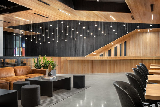 Carbon Cypress Shou Sugi Ban wall cladding, full carbonization — Mill & Woods installed commercial project, Atlanta GA