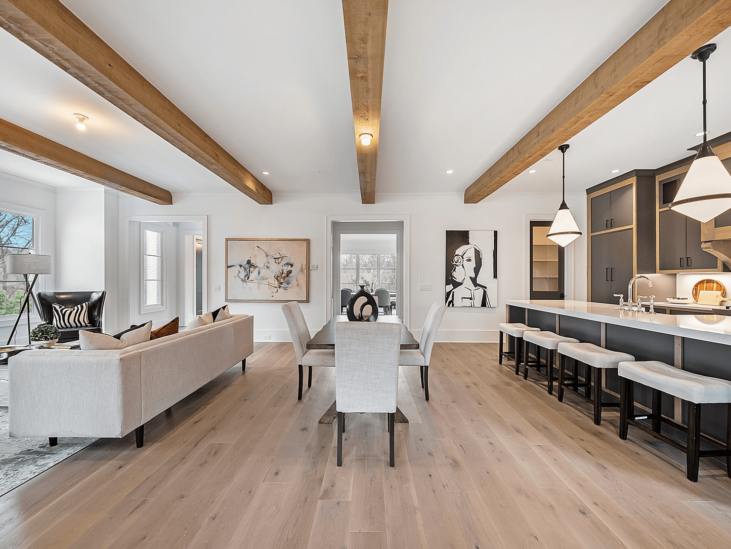 Sandbar pale white oak flooring installed | Mill & Woods